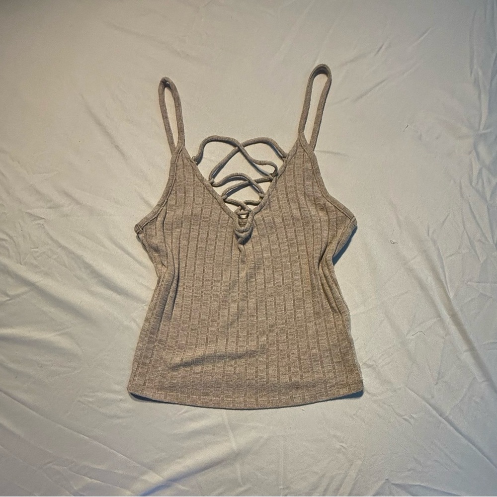 American Eagle Outfitters Beige Ribbed Camisole